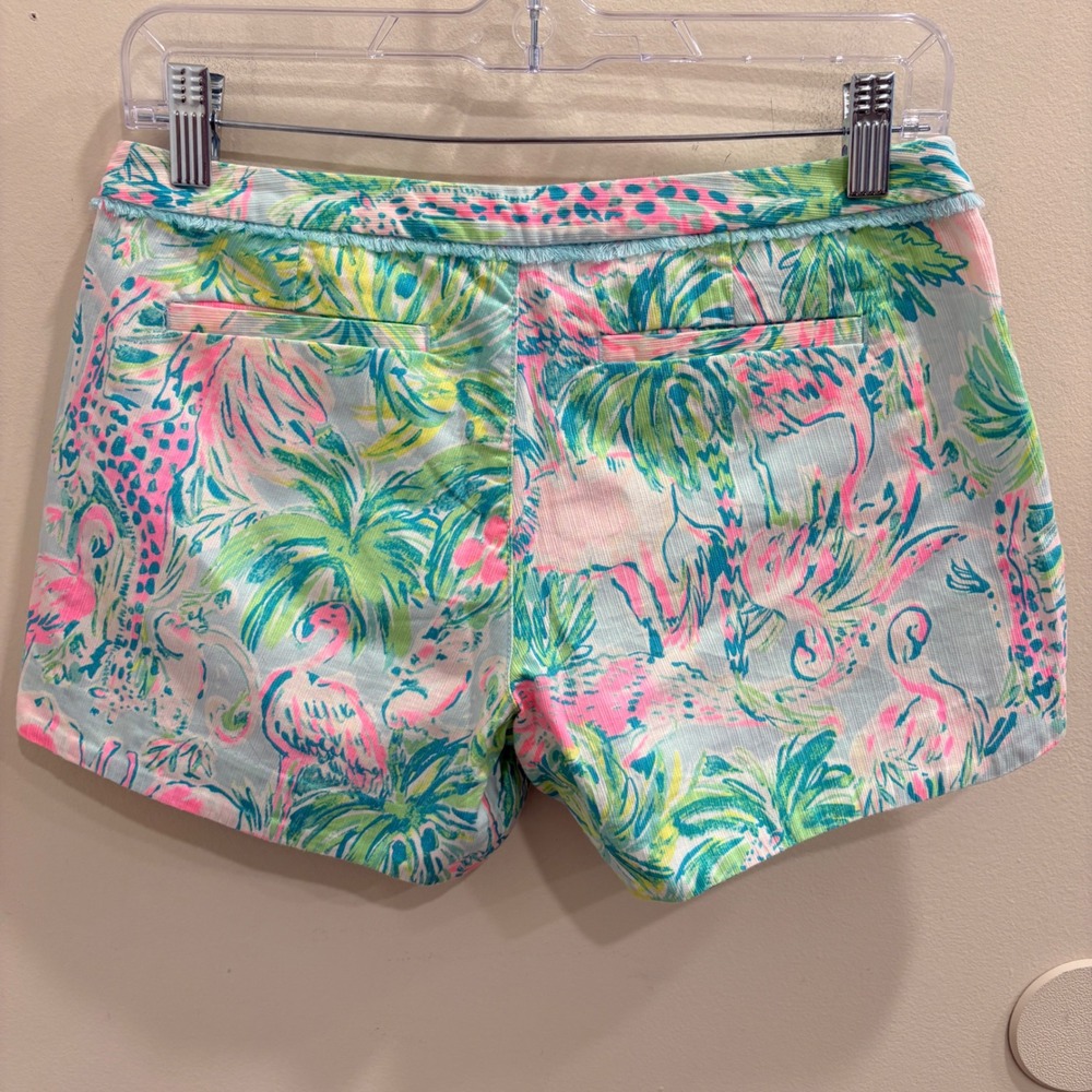 Lilly Pulitzer Adie Short Seasalt Blue on Parade Neon Tropical Flamingo Preppy 0 - Picture 3 of 9